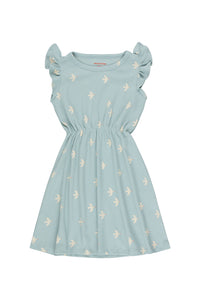Tiny Cottons Birds Dress - Cadet blue/Light Cream