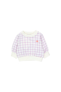 Tiny Cottons Vichy Baby Sweatshirt - Off White/Pastel Lilac