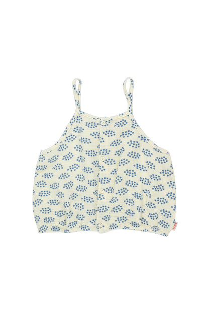 Tiny Cottons Forget Me Not Strap Blouse - Pastel Yellow/Ultramarine