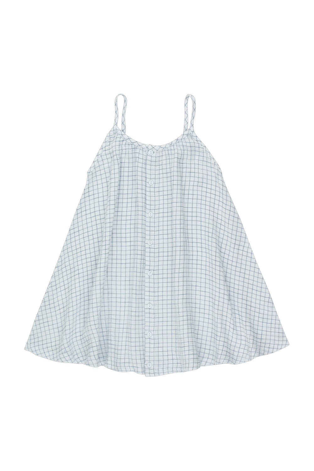 Tiny Cottons Grid Strap Dress - Pale Blue/Ultramarine