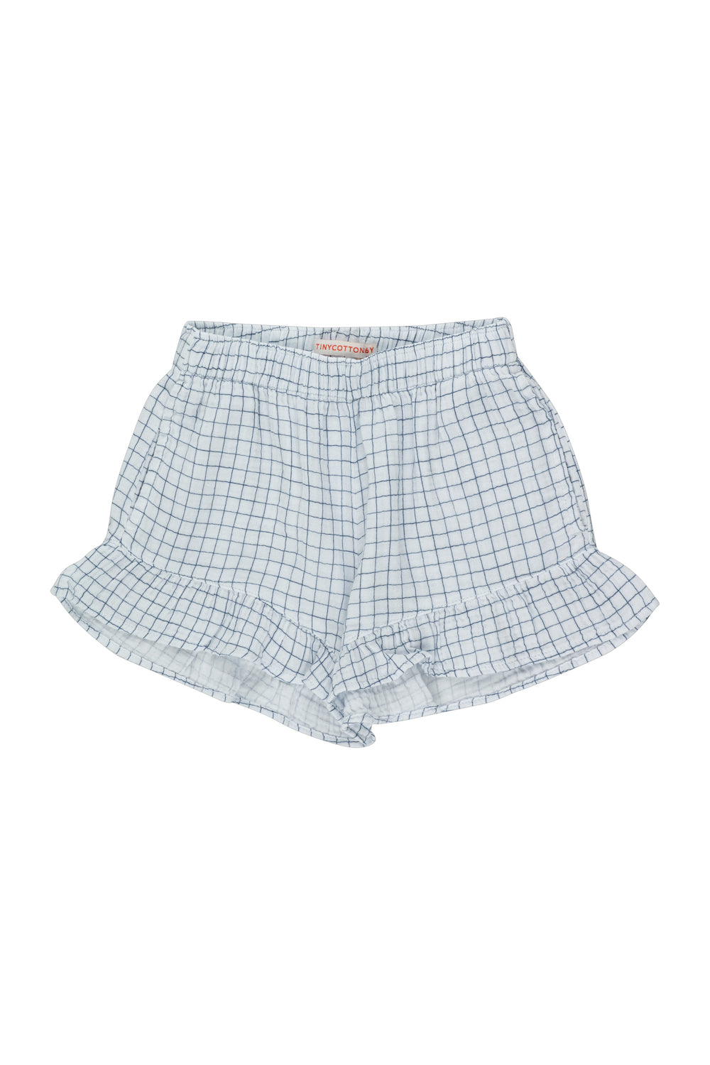 Tiny Cottons Grid Frills Short - Pale Blue/Ultramarine