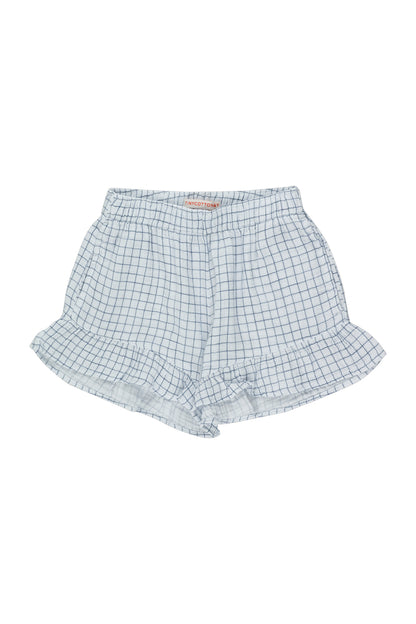 Tiny Cottons Grid Frills Short - Pale Blue/Ultramarine
