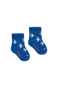 Tiny Cottons Santorini Birds Quarter Socks - Ultramarine
