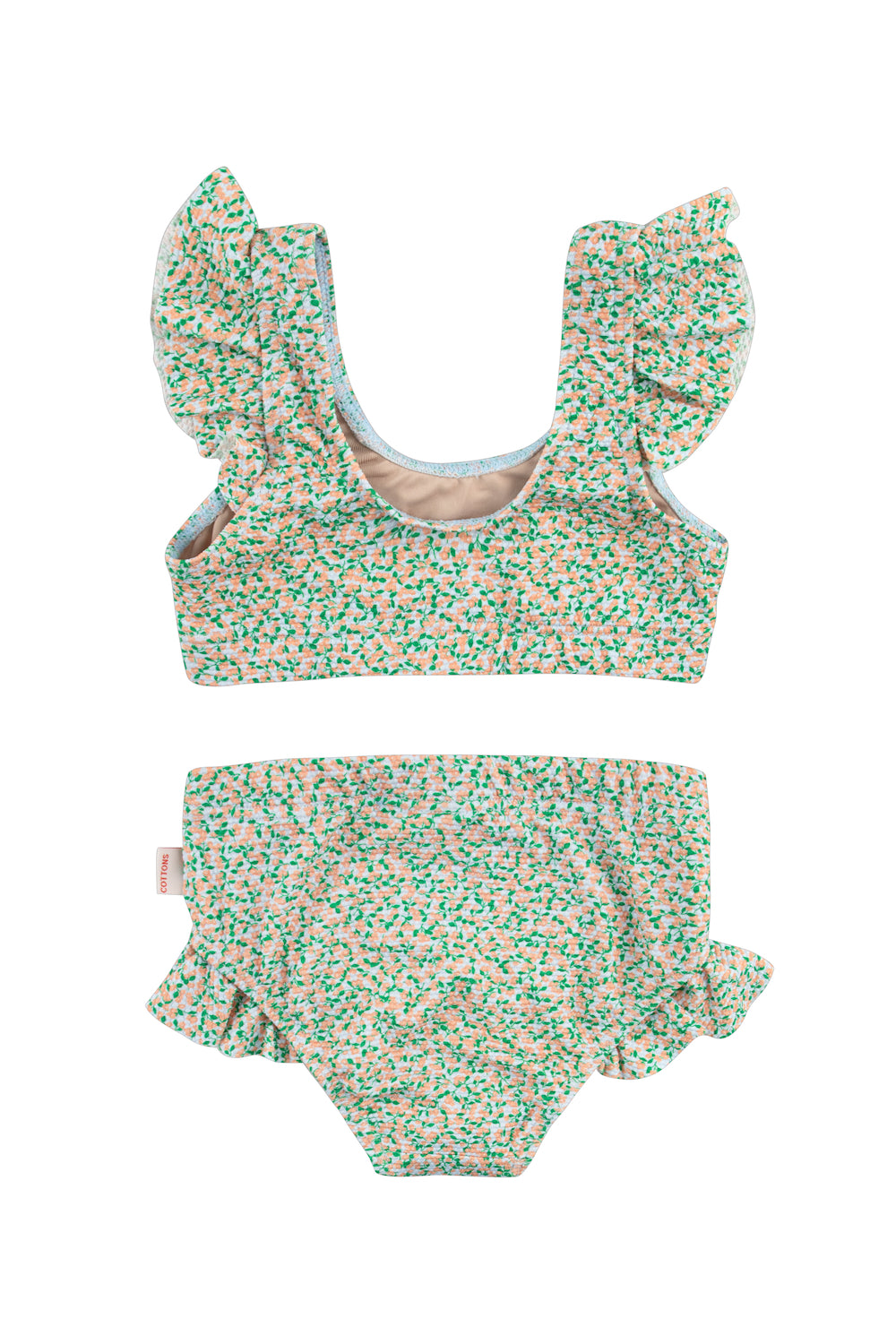 Tiny Cottons Meadow Frills Swim Set - Pale Blue / Light Papaya