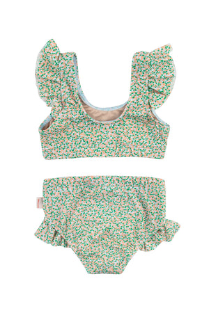 Tiny Cottons Meadow Frills Swim Set - Pale Blue / Light Papaya