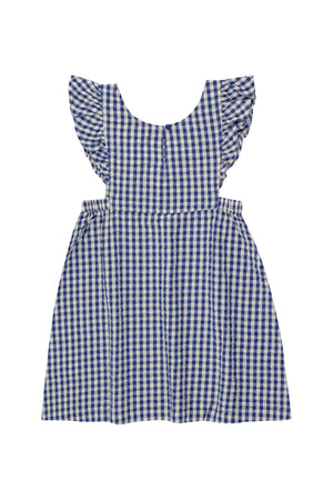 Tiny Cottons Vichy Dress - Light Cream/Ultramarine