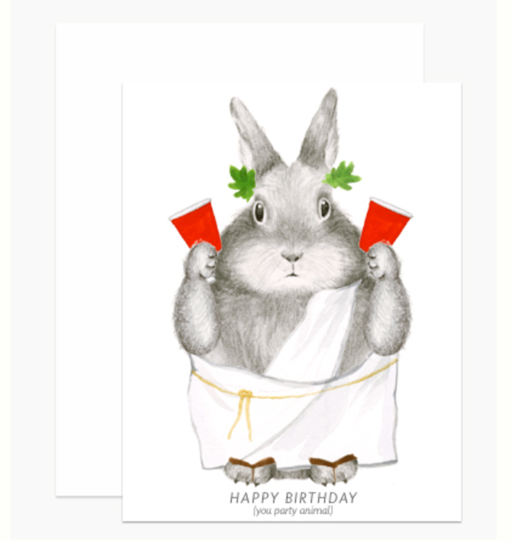 Dear Hancock Party Animal Bunny card