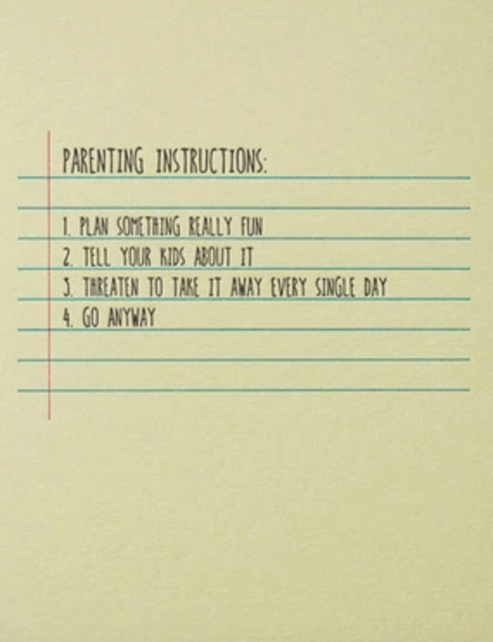 Sapling Press Parenting Instructions Card