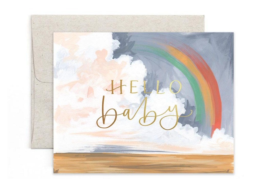One Canoe Two Hello Baby Rainbow Card