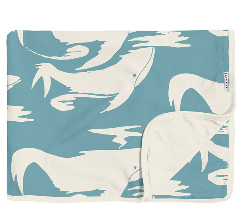 Kickee Pants Print Toddler Blanket - Glacier Cloud Whales