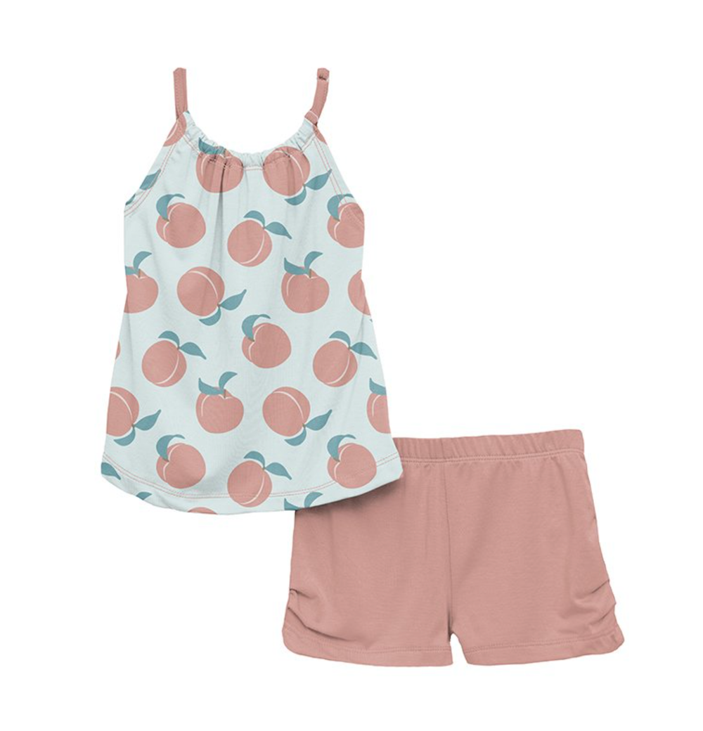 Kickee Pants Print Gathered Cami and Shorts Outfit Set - Fresh Air Peaches