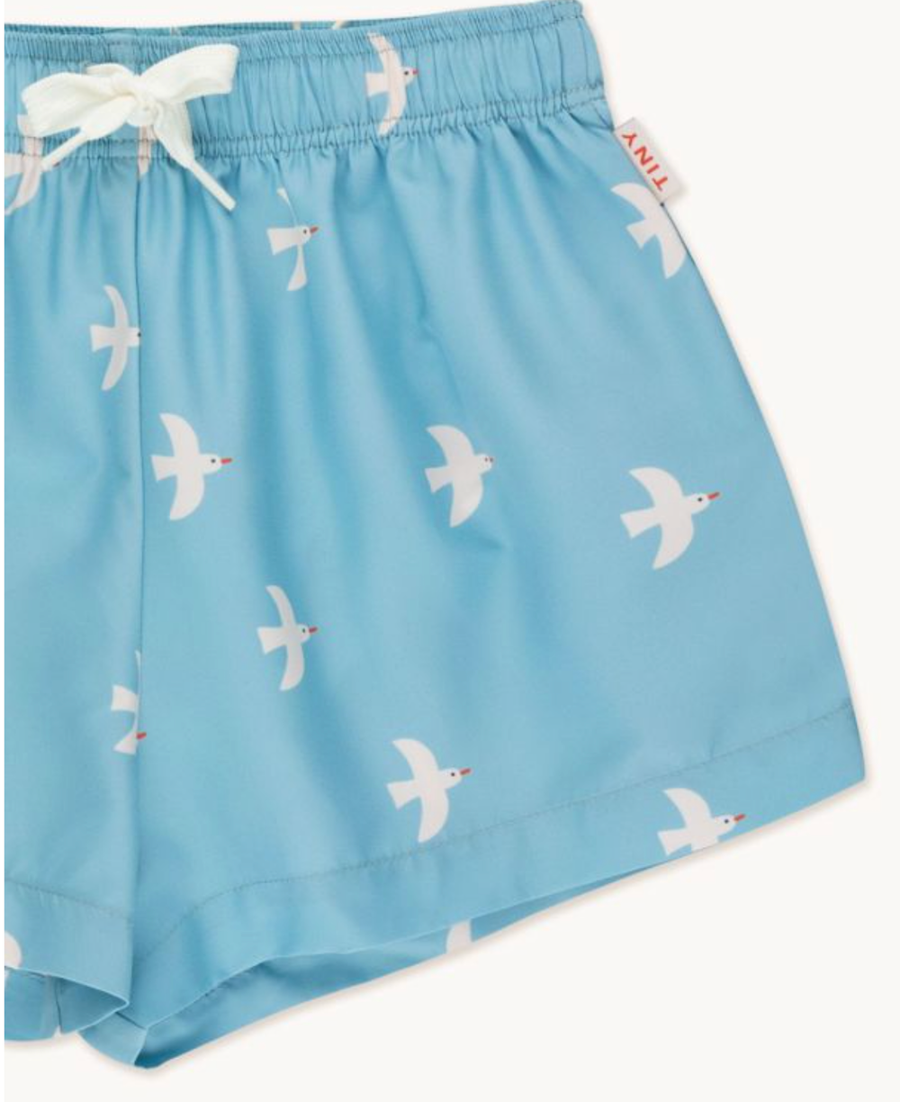 Tiny Cottons Birds Trunk - Washed Blue / Light Cream