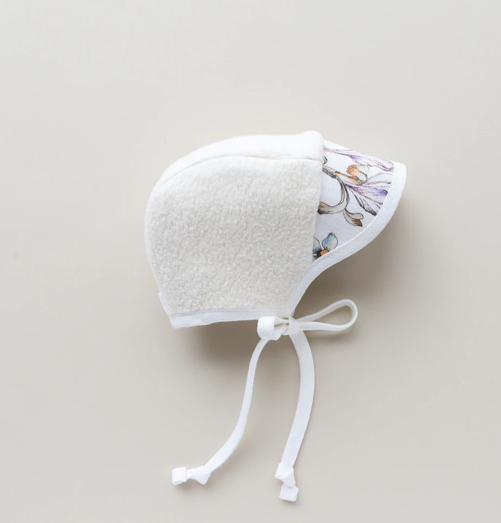 Briar Baby Songbird Linen Bonnet Sherpa-Lined
