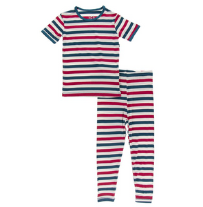 Kickee Pants Print Short Sleeve Pajama Set - USA Stripe