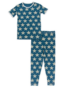 Kickee Pants Print Short Sleeve Pajama Set - Vintage Stars