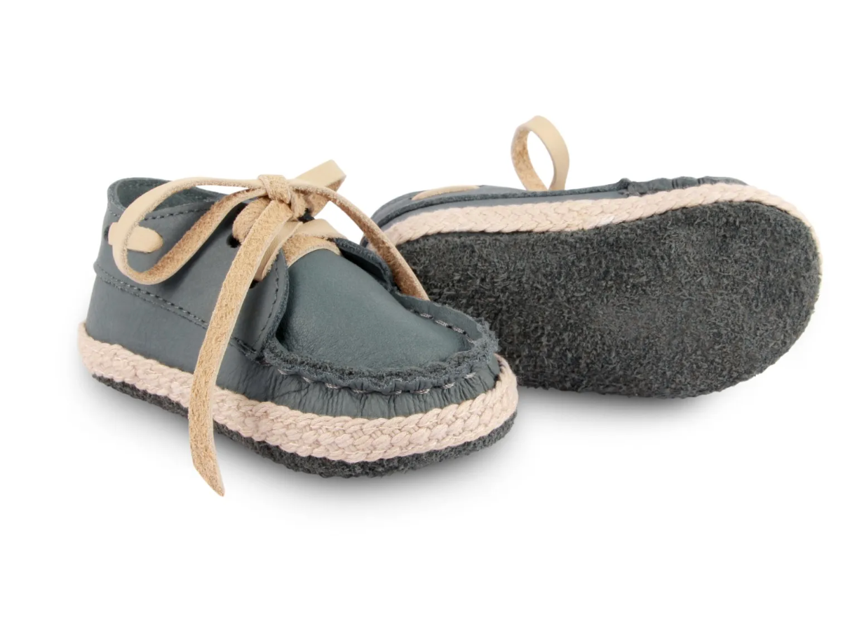 Donsje Noud Baby Boat Shoes - Blue Stone Leather