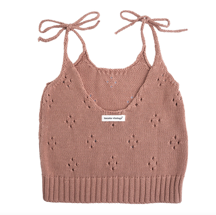 Tocoto Vintage Knitted Tank Top - Pink