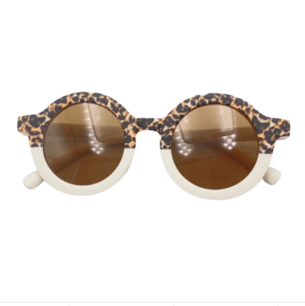 Tenth & Pine Retro Two Tone Sunglasses - Sand Cheetah Matte