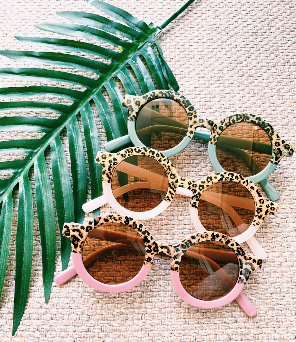 Tenth & Pine Retro Two Tone Sunglasses - Sand Cheetah Matte