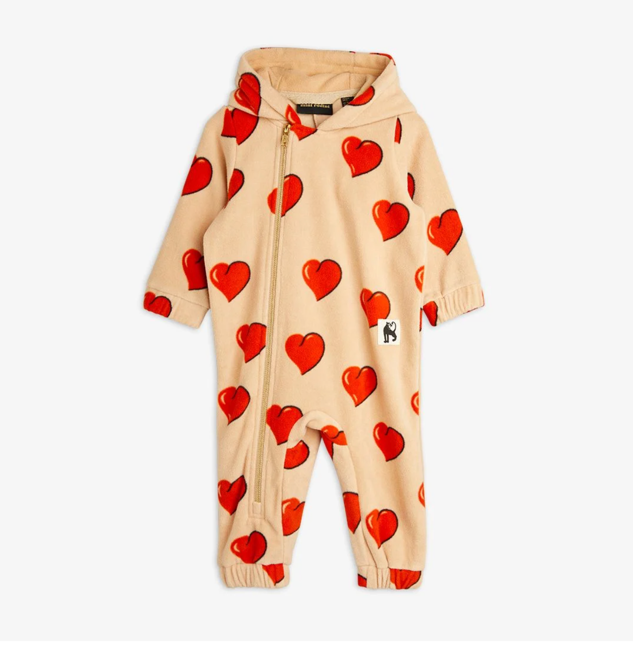 Mini Rodini Hearts Fleece Onesie Jumpsuit - Beige – Dreams of Cuteness