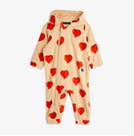 Mini Rodini Hearts Fleece Onesie Jumpsuit - Beige
