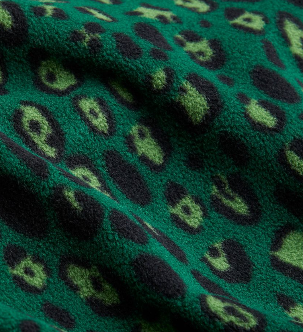 Mini Rodini Leopard Fleece Zip Pullover - Green