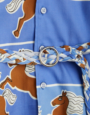 Mini Rodini Horses Woven Dress - Blue