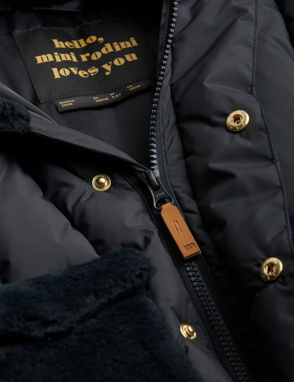 Mini Rodini Faux Fur Puffer Jacket Black Dreams of Cuteness