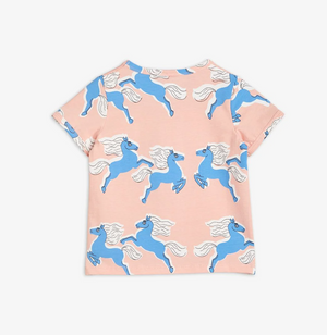 Mini Rodini Horses Aop Short Sleeve Tee - Pink