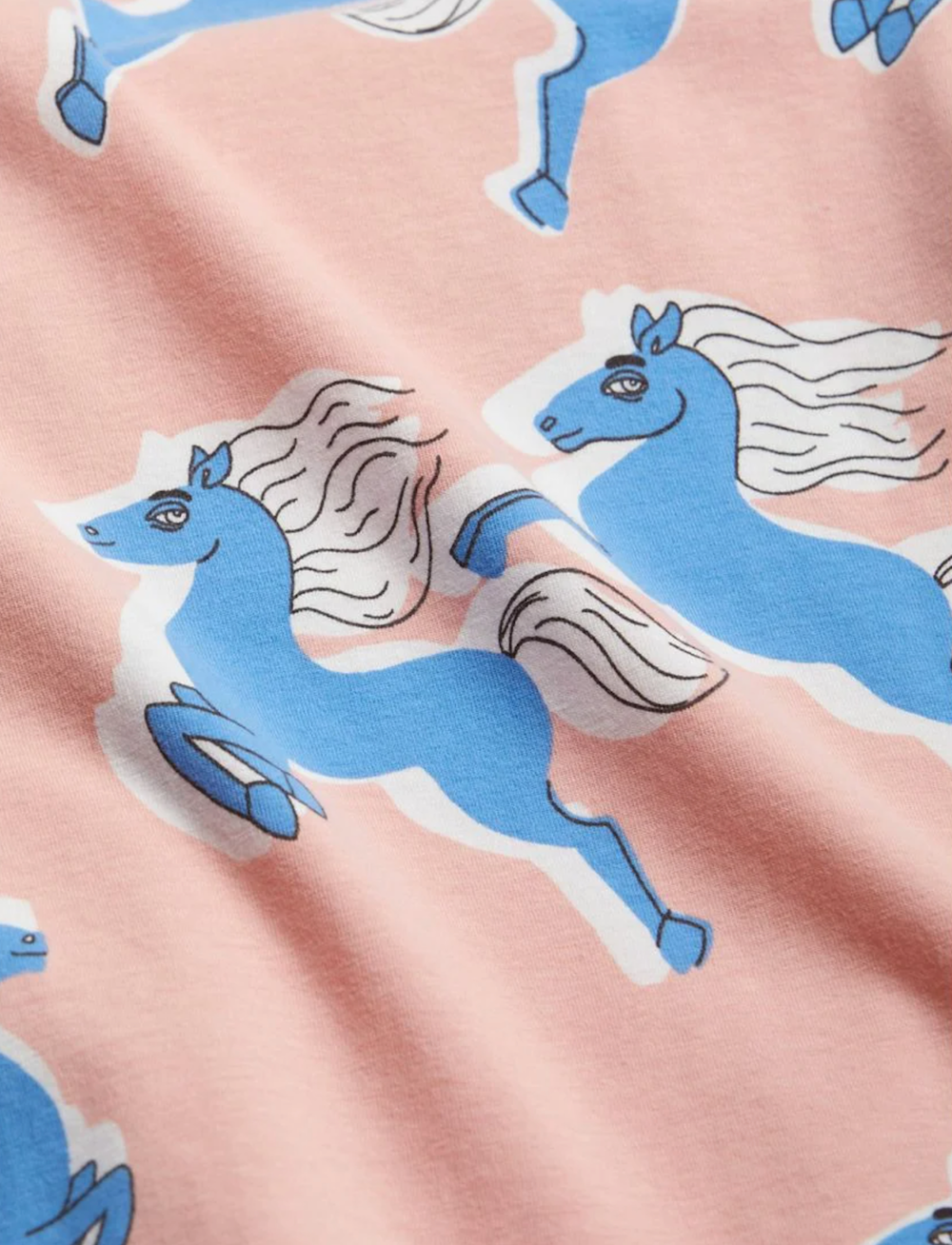 Mini Rodini Horses Aop Short Sleeve Tee - Pink