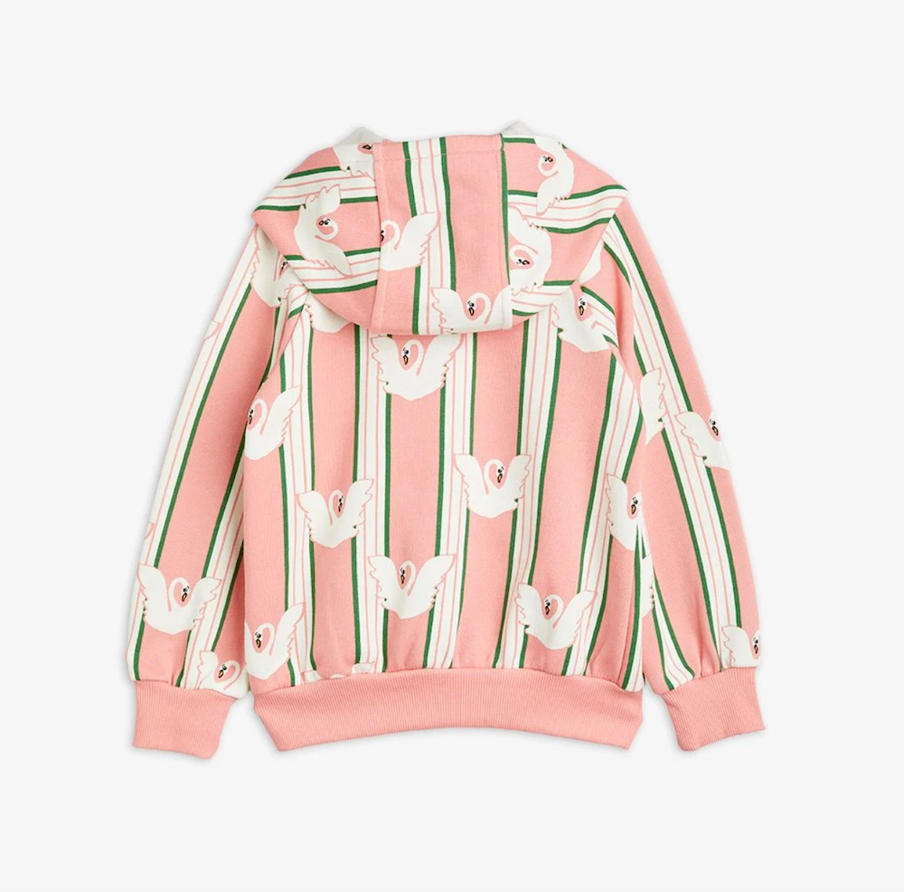 Mini Rodini Swan Aop Zip Hoodie - Pink