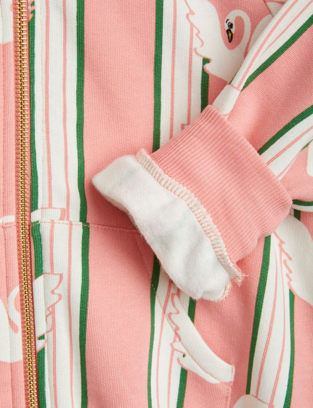 Mini Rodini Swan Aop Zip Hoodie - Pink