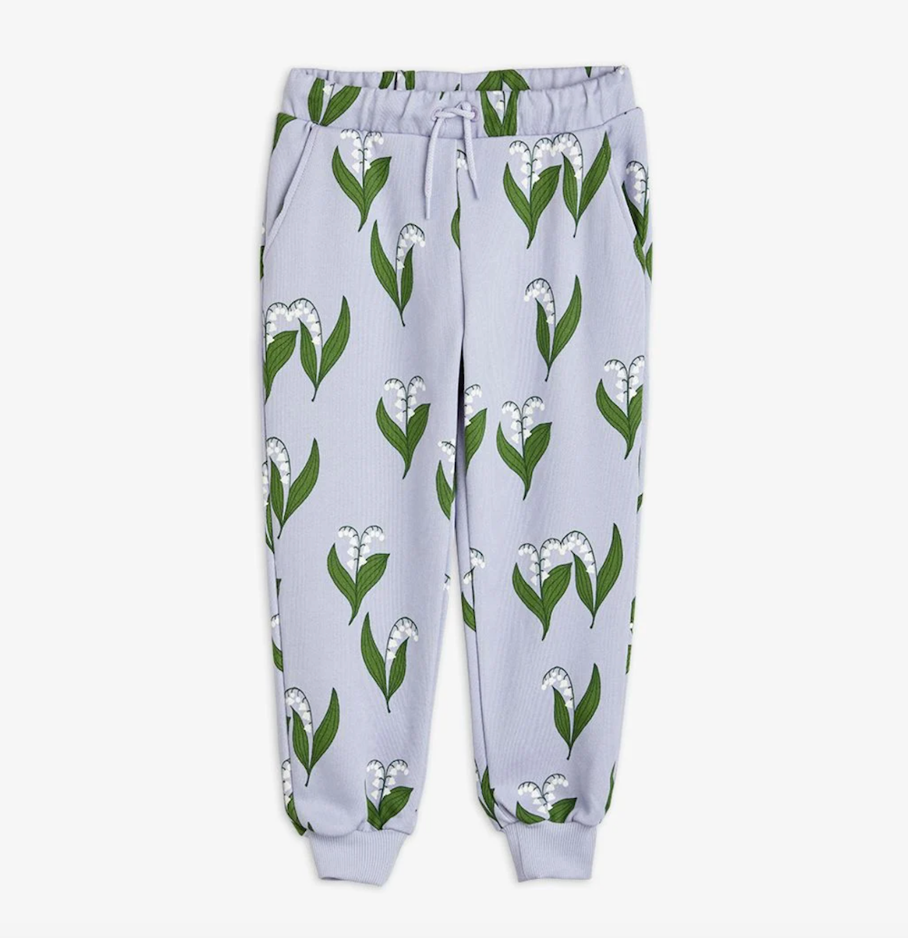 Mini Rodini Lily of The Valley Aop Sweatpants - Blue