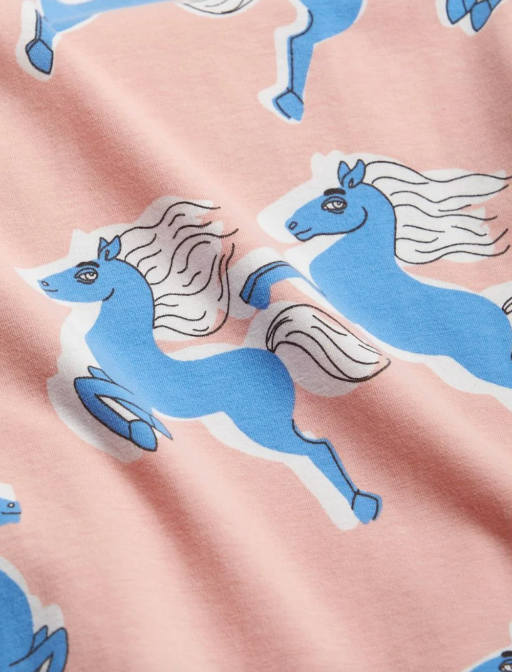 Mini Rodini Horses Aop Long Sleeve Dress - Pink