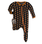 Kickee Pants Print Footie With Zipper - Midnight Candy Corn