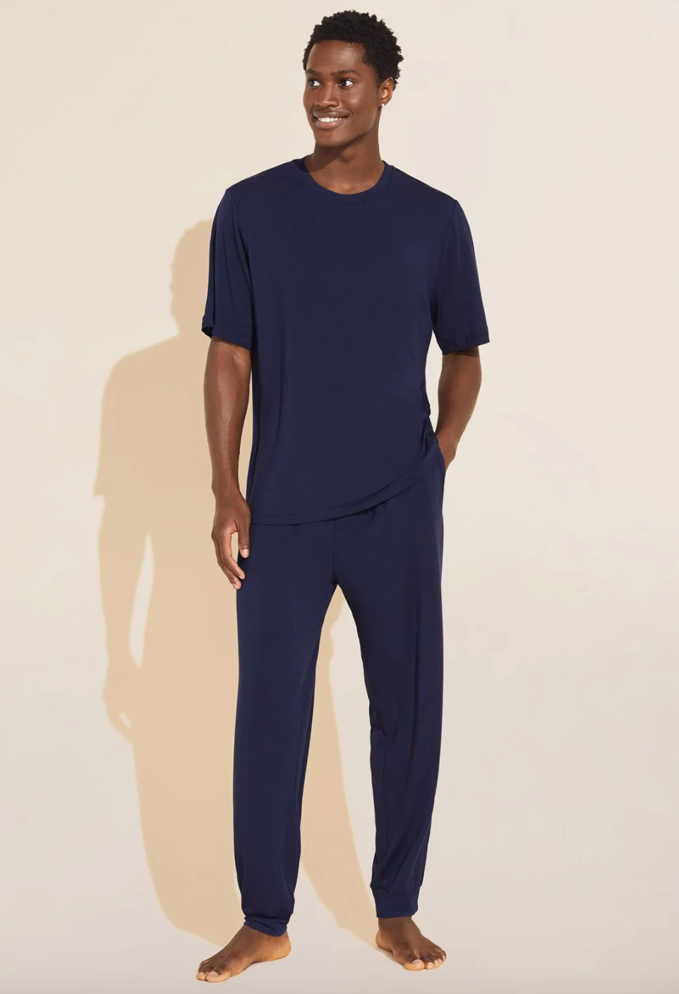 Eberjey Henry Short Sleeve Long PJ Set - True Navy