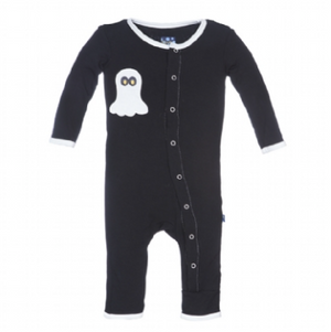 Kickee Pants Applique Coverall - Midnight Boo