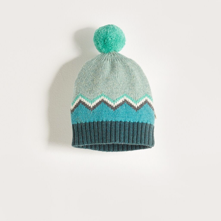 Bonnie Mob Chunky Zig Zag Pom Pom Hat - Blue
