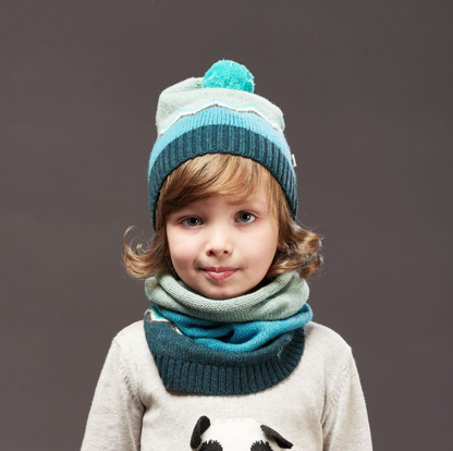 Bonnie Mob Chunky Zig Zag Pom Pom Hat - Blue