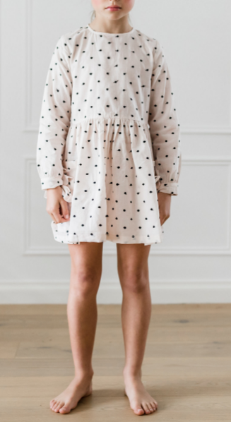Petite Amalie Black Embroidered Dot Pocket Dress - Rose Water