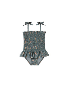 Rylee + Cru Smocked One-Piece - Dark Floral