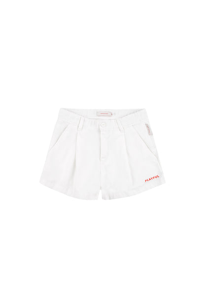 Tiny Cottons Solid Pleat Short - Off White