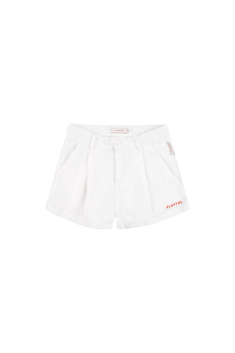 Tiny Cottons Solid Pleat Short - Off White
