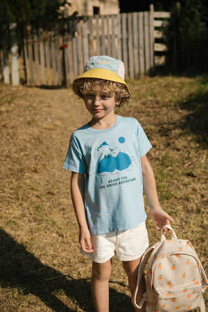 Tiny Cottons A Greek Adventure Tee - Washed Blue/Night Blue