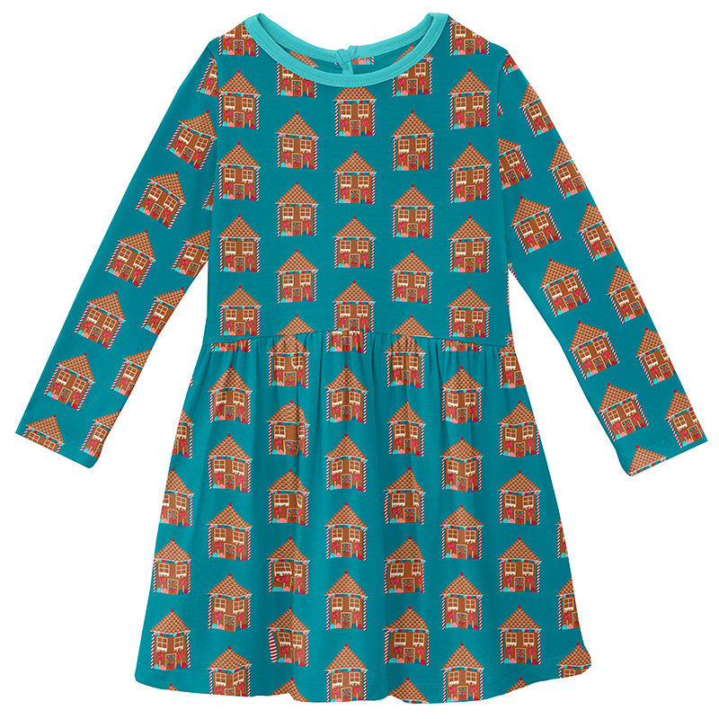 Kickee Pants Print Long Sleeve Twirl Dress - Bay Gingerbread