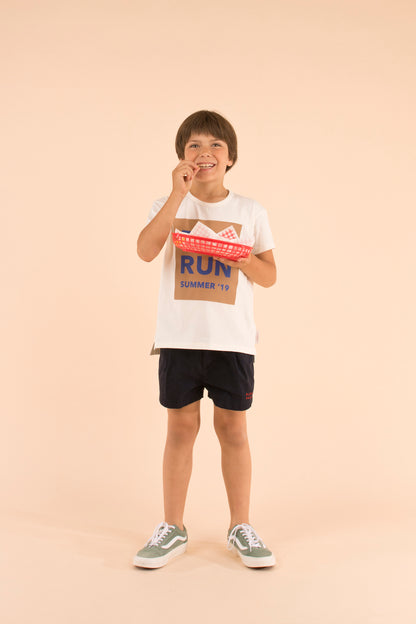 Tiny Cottons Block Party Pleat Shorts - Navy