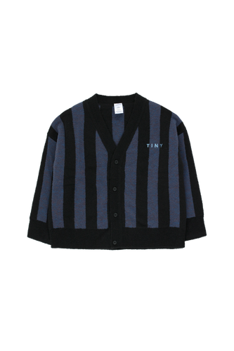 Tiny Cottons Stripes Cardigan - Black/True Navy