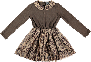 Tocoto Vintage Combined Animal Print Dress - Brown