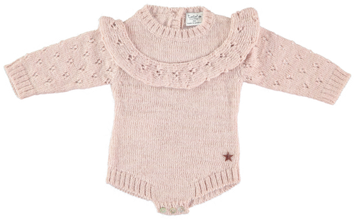 Tocoto Vintage Knitted Baby Onesie - Pink