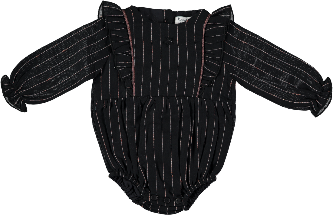 Tocoto Vintage Lurex Striped One Piece - Black